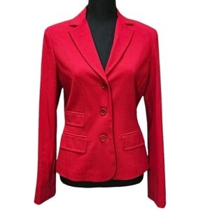 BCBG Maxazria Red Princess Cut Blazer 62% Polyester 32% Rayon 5% Spandex Sz S